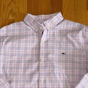 Boys Vineyard Vines Pink Plaid Shirt 18 XL